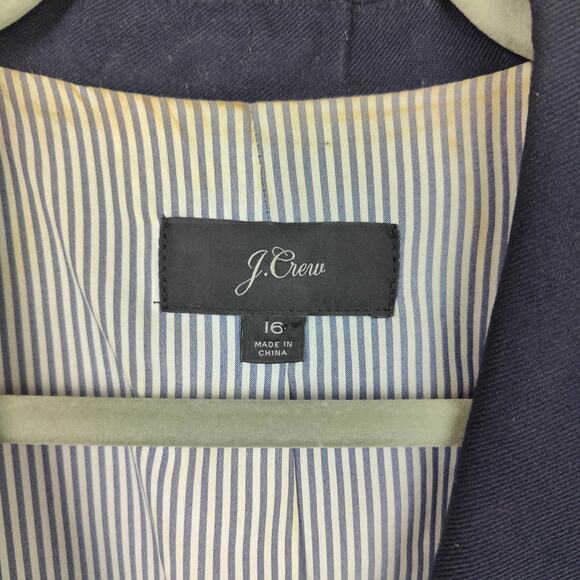 J Crew Parke Wool Flannel Blazer Womens 16 Navy Blue Preppy Dark Academia - Picture 5 of 11